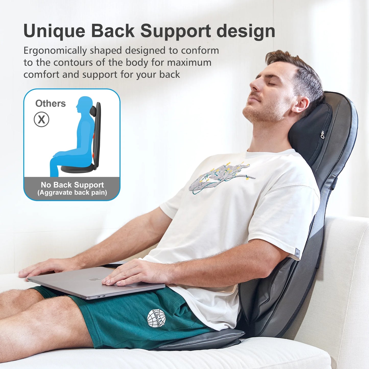 Shiatsu Neck Back Massager, 2D/3D Kneading Massage Chair Pad, Heating Compression Seat Cushion Massagers, Father'S Day Gifts - Black