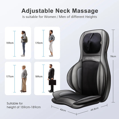 Shiatsu Neck Back Massager, 2D/3D Kneading Massage Chair Pad, Heating Compression Seat Cushion Massagers, Father'S Day Gifts - Black
