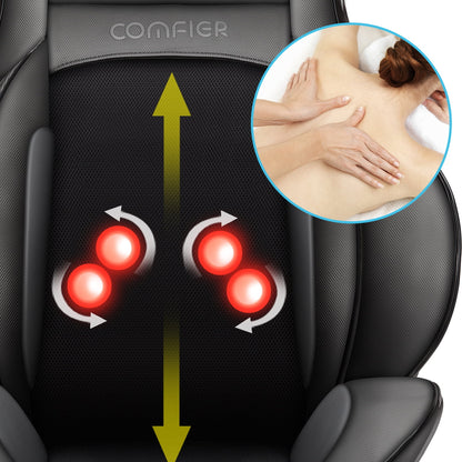 Shiatsu Neck Back Massager, 2D/3D Kneading Massage Chair Pad, Heating Compression Seat Cushion Massagers, Father'S Day Gifts - Black