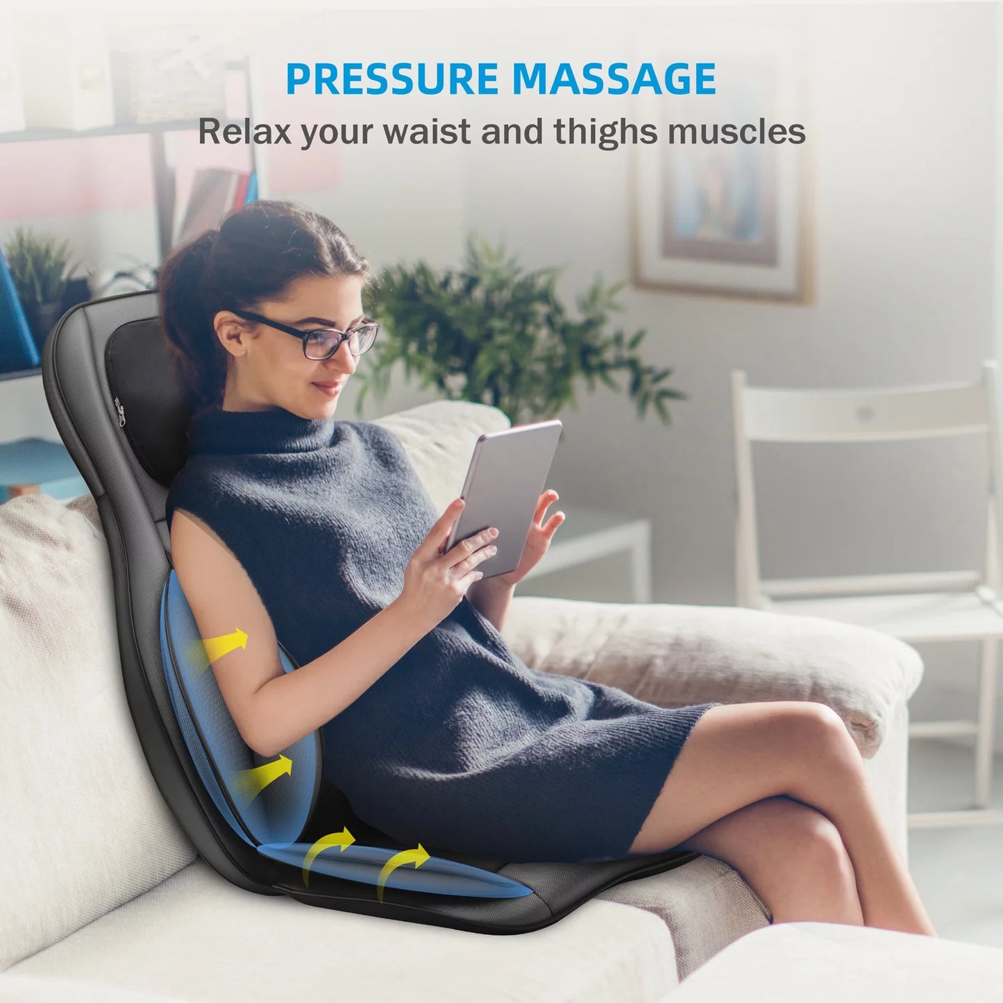 Shiatsu Neck Back Massager, 2D/3D Kneading Massage Chair Pad, Heating Compression Seat Cushion Massagers, Father'S Day Gifts - Black